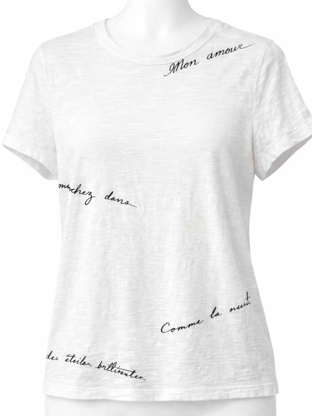 Cinq à Sept Women’s White Script Graphic Tee | Paris “Mon Amour” Cotton T-Shirt